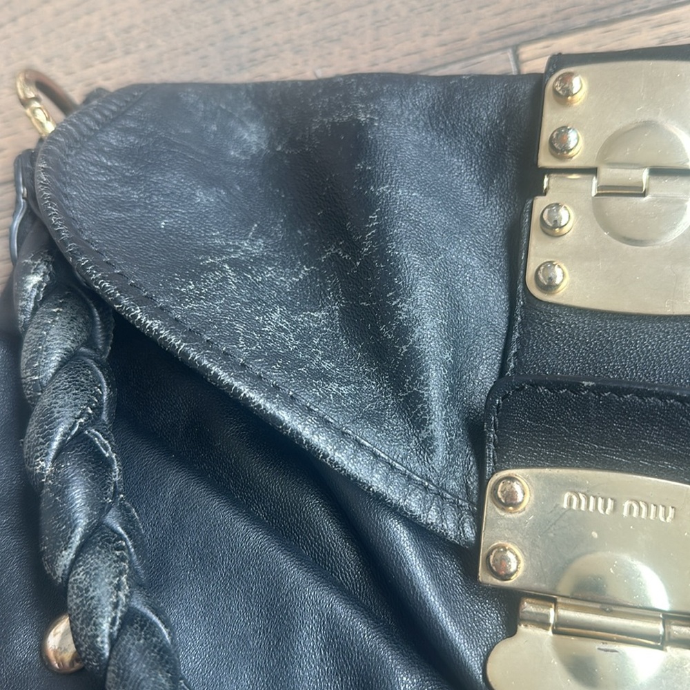Miu Miu Black Shoulder Bag with Gold Accents - Picture 12 of 15